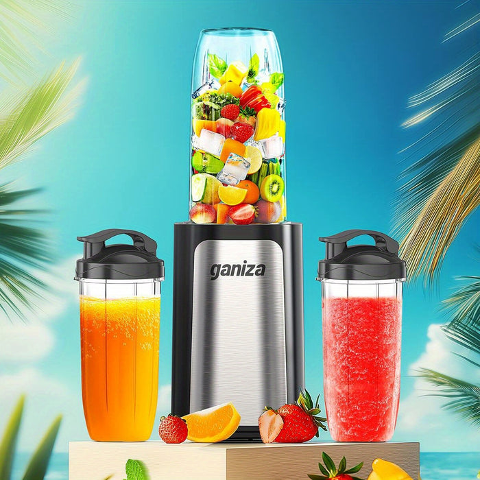 Ganiza 14pcs Countertop Juicer&Blender for Summer Shakes and drinks with 3 Portable Blender Cup And Cleaning Brush for Juice, Shakes, Fruits and Vegetables, Personal Smoothie and Juice Maker for Kitchen, Summer Gift for Famil