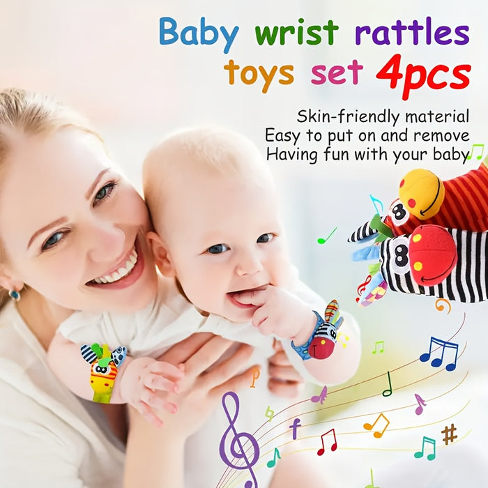 Newborn Baby Cartoon Animal Wrist Bell Rattle Socks, New Set Of And Plush Stuffed Toys, Cute And Comfortable Children'S Indoor Socks, Colourful And Diverse Styles, Gifts For Boys And Girls Doll Wrist Watch