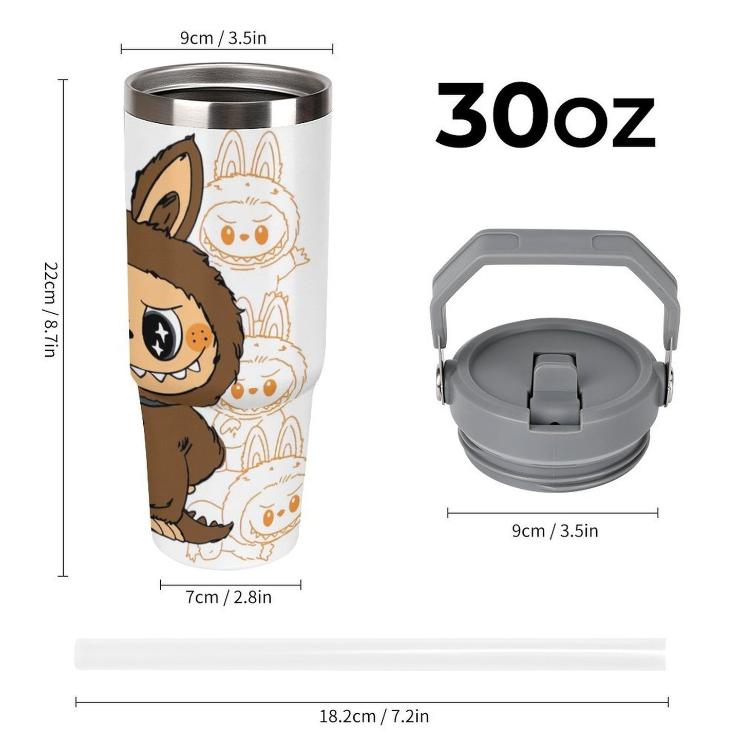 30oz Insulated Stainless Steel Tumbler with Leakproof Lid & Straw - Festive Horror Movie Design, Perfect Christmas Gift