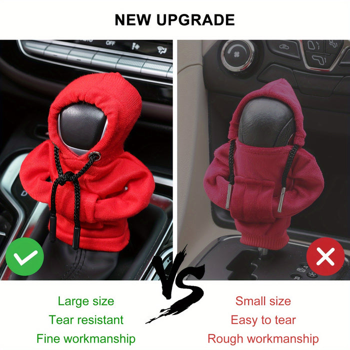 Large Universal Car Gear Shift Cover Hoodie, Fashionable Mini Hooded Sweatshirt for Auto Gear Stick Shifter Knob, Interior Accessories Decor