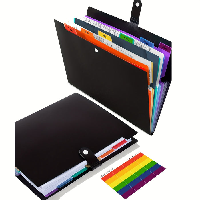 1pc 7-Pocket A4 Expanding File Folder with Labels, Multifunctional Storage Organizer for School, Office, Home