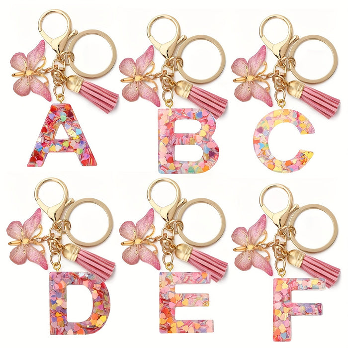 1pc Initial Letter Keychain Pendant Resin Letter Keychain Purse Backpack Accessories