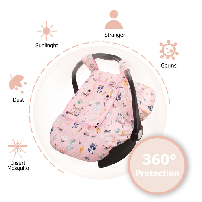 1pc Beavtaens 3-in-1 Baby Car Seat Cover, Ultra Cozy Minky Carseat Cover with Storage Bag, Machine Washable, Zipper Closure, Polyester Fiber Material for Winter Protection