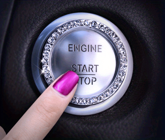 Car One-Button Start Rhinestone Ignition Ring Decoration, Thanksgiving Christmas New Year Gift