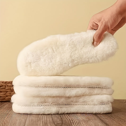 Unisex Winter Wool Shoe Inserts - 1 Pair Thick Fluffy Warm Insole, Cold-Resistant Breathable Sweat-Absorbent Comfort Soft Sole Pads, Casual Fluff Material, Professionally Cleanable - Non-Braided