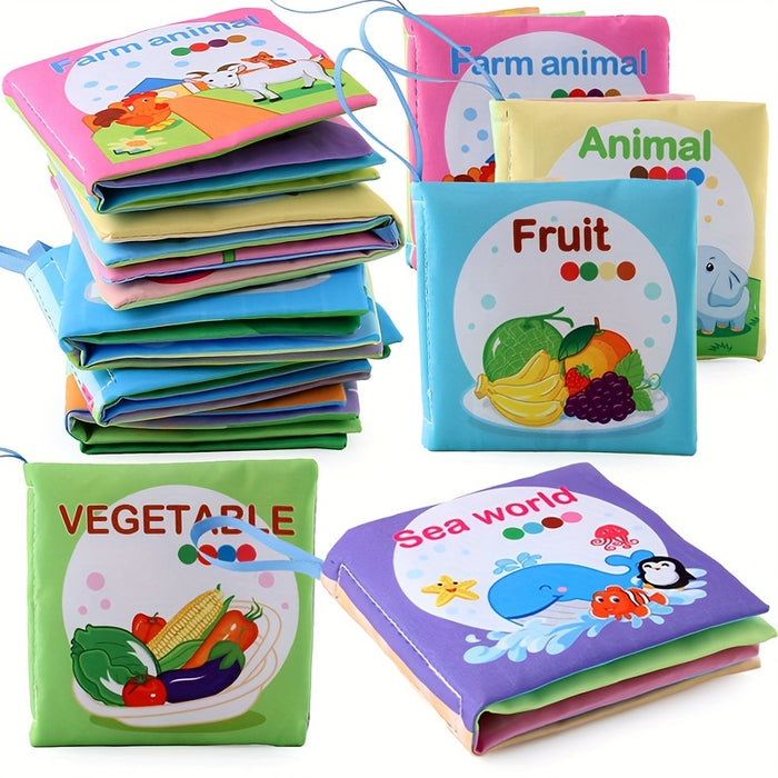 5-Pack/3-Pack Soft Fabric Baby Books, Cognitive Educational Toys, Durable & Washable, Vibrant Fruit, Animal, Ocean Themes, Early Learning & Cognitive Development, Perfect for Christmas, Birthday, Halloween, Thanksgiving, East