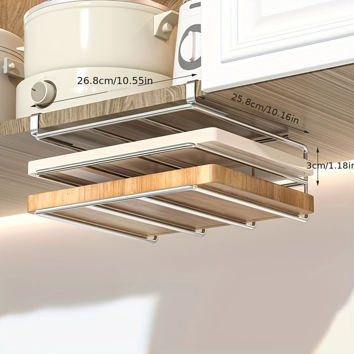 1pc Versatile 3-Tier Kitchen Rack - Space-Saving Wall-Mounted Metal Shelf for Paper Towels, Pot Lids & Cutting Boards with Wooden Accents - Sleek Modern Design for Efficient Storage, Kitchen Organizers And Storage, Utility Ra