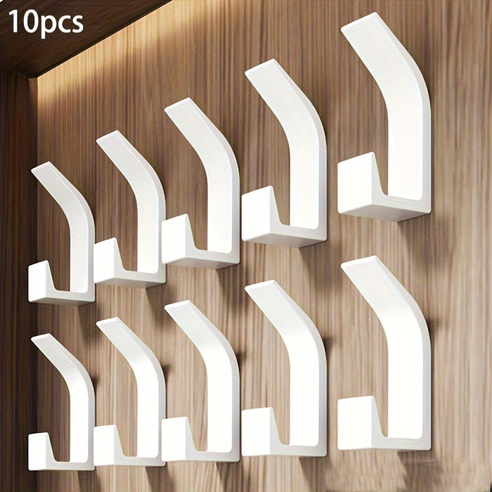 10PCS Heavy Duty Self-adhesive Wall Hooks Without Drilling, Art Deco, Strong Adhesive Door Back Hooks For Hanging Clothes, Hats, Handbags, Wall Hanging Household Gadgets, Home Organizers