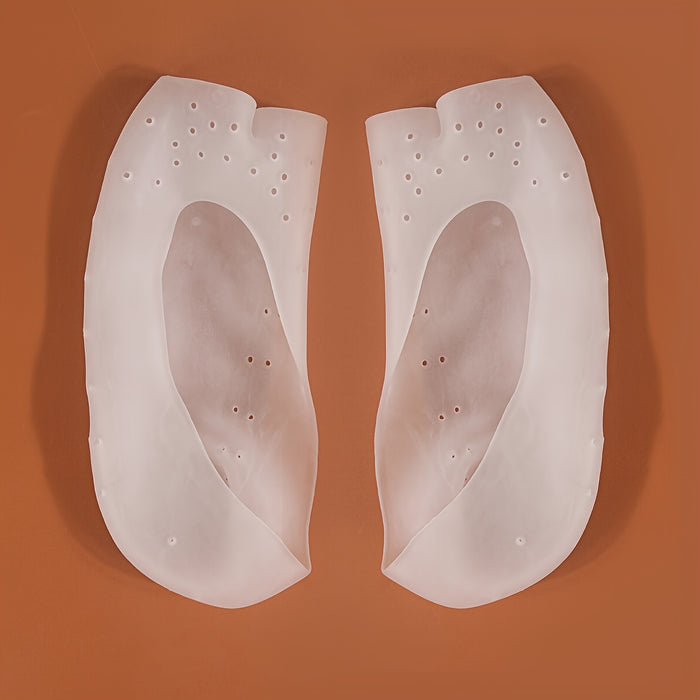 For Dry Cracked Feet, Silicone Gel Moisturizing Socks - Anti-Crack Foot Care with Soft Stretch Fabric, Open Toe Heel Protectors, All-Season Comfort
