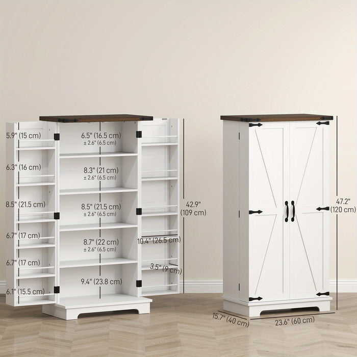 Modern White Kitchen Pantry Cabinet with Adjustable Shelves - Spacious Storage for Dishes, Utensils, and Food - Hardwood Construction, Multi-Compartment Design, Perfect for Organizing Kitchen Essentials, Kitchen Cabinets