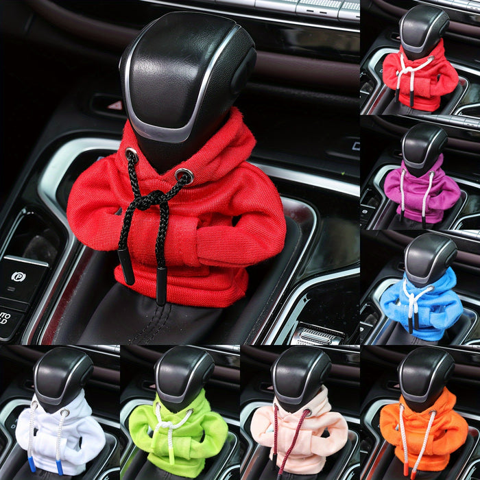 Large Universal Car Gear Shift Cover Hoodie, Fashionable Mini Hooded Sweatshirt for Auto Gear Stick Shifter Knob, Interior Accessories Decor
