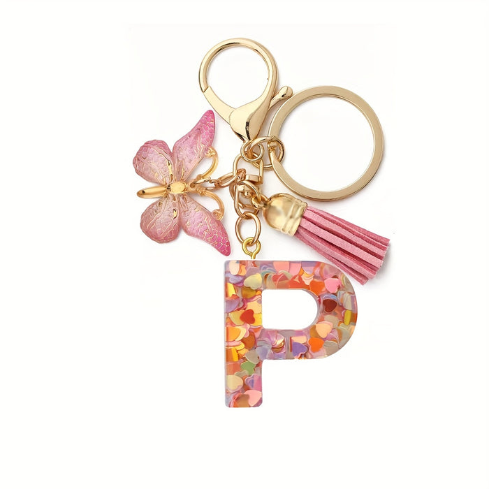 1pc Initial Letter Keychain Pendant Resin Letter Keychain Purse Backpack Accessories