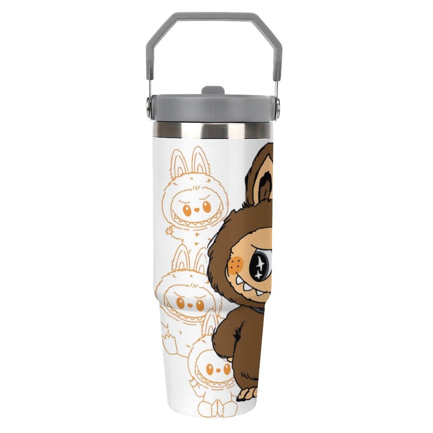 30oz Insulated Stainless Steel Tumbler with Leakproof Lid & Straw - Festive Horror Movie Design, Perfect Christmas Gift