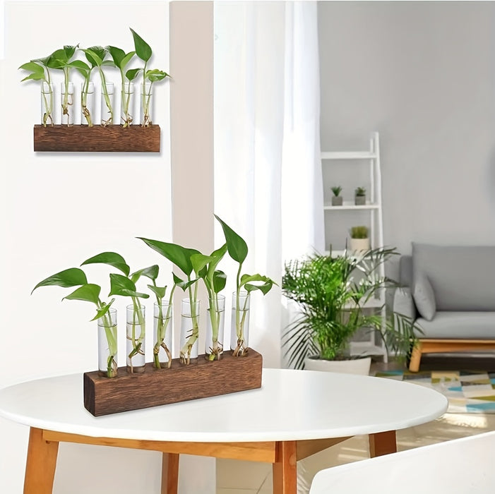 Glass Plant Propagation Station With 6 Test Tubes, For Plants In Home Office, Garden, Living Room, Bedroom, Glass Container For Plants, Gift For Ladies