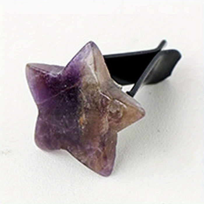 1pc Natural Quartz Crystal Car Vent Clip, Star Moon Heart Shape, Non-Electric Auto Air Vent Decoration, Ideal for Christmas Halloween Graduation Juneteenth Gifts
