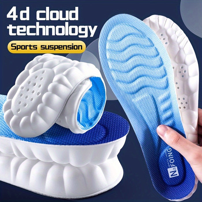 1pair 4D Sport Insoles: Breathable, High-Elasticity Cushions for Shock Absorption and Comfort