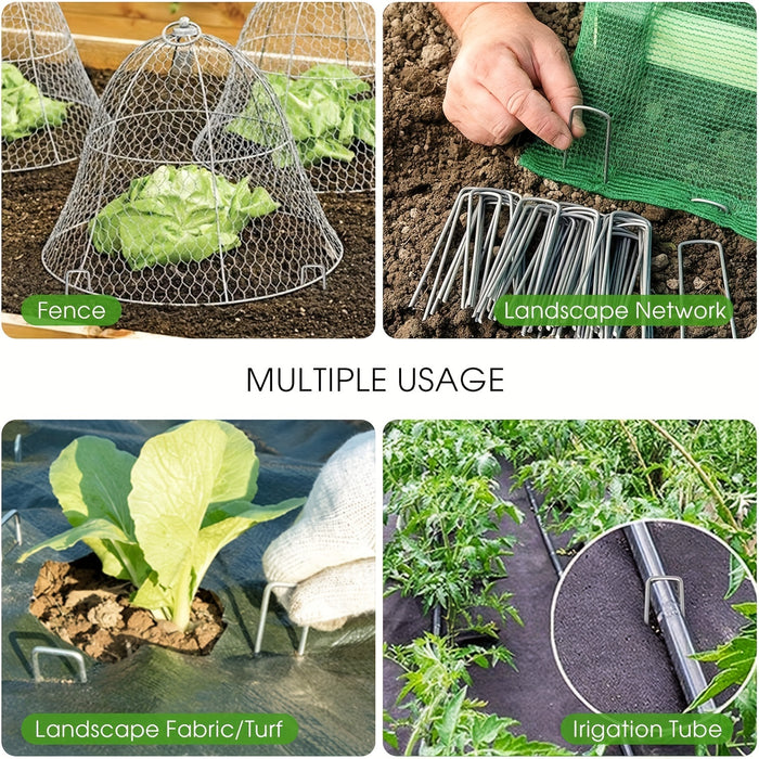 15/25pcs Galvanized Garden Landscape Pin, U-shaped Lawn Fabric Landscape Pin For Safety Garden Flower Plants Supplies, Garden Balcony Planting Supplies, Planters & Container Accessories