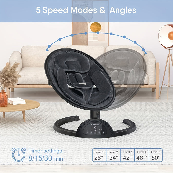 Infant Swing with Music Speaker with 3 Seat Positions, 5 Point Harness Belt, 5 Speeds And Remote Control - Portable Baby Swing for Indoor And Outdoor