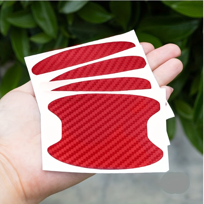 4 pcs 4 Pcs Universal Carbon Fiber Car Door Handle Protectors - Scratch Resistant Adhesive Film