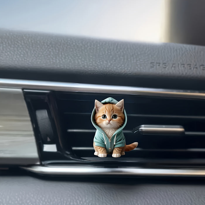 2pcs/set 2D Flat Cute Cat Acrylic Car Air Freshener Set - Car Aromatherapy Air Freshener with Long-lasting Fragrance