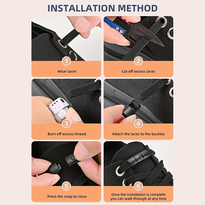 1 pair 2pcs 2pcs 2-Pack Free-Tie Shoelaces with Buckles for Sneakers and Canvas Shoes