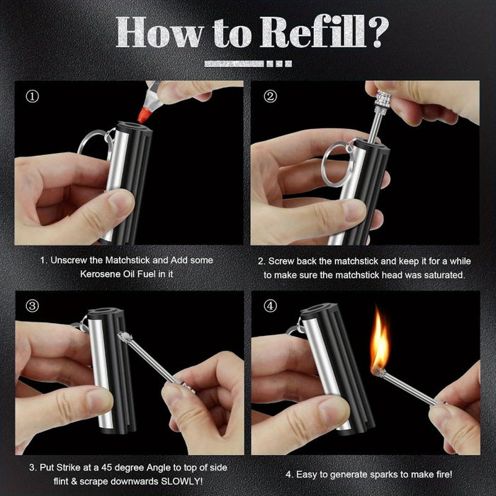 A Pack Of 5 Everlasting Match Lights, A Golden Fire Starter Match Light, A Waterproof Emergency Survival Match Light, Unlimited For Outdoor Camping (oil-free)