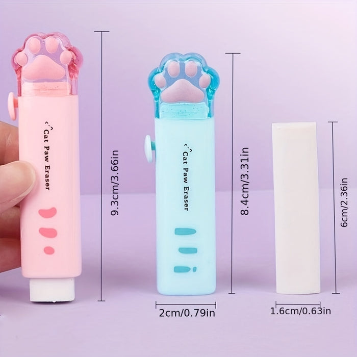Push-pull Cat paw cute eraser girl pencil eraser student rubber Cartoon pen eraser school supplies prizes Office eraser
