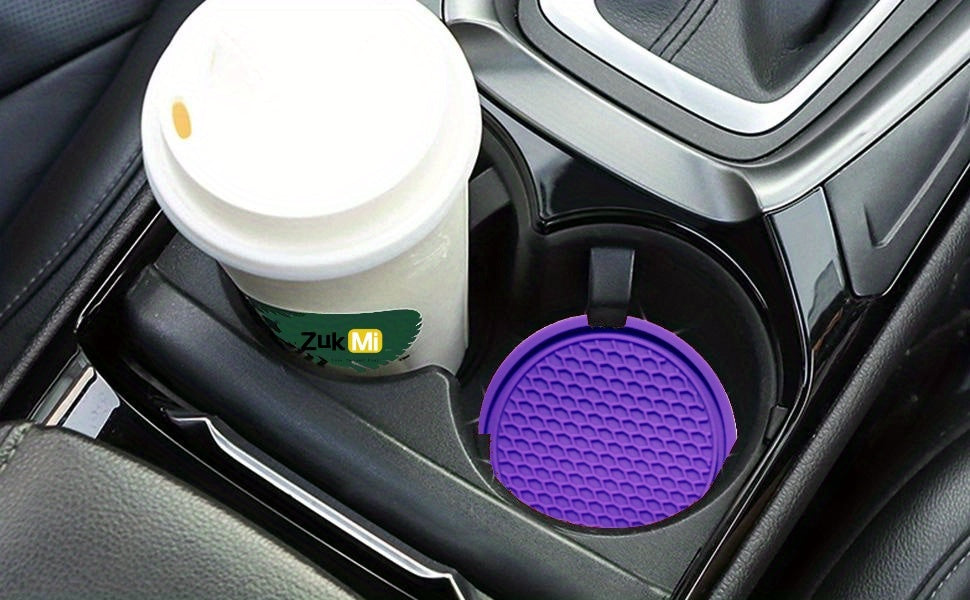 ZukMi Car Cup Coaster, Auto Car Cup Holder Insert Coasters Silicone Anti-Slip Drink Car Cup Mat, Universal Vehicle Interior Accessories 4pcs