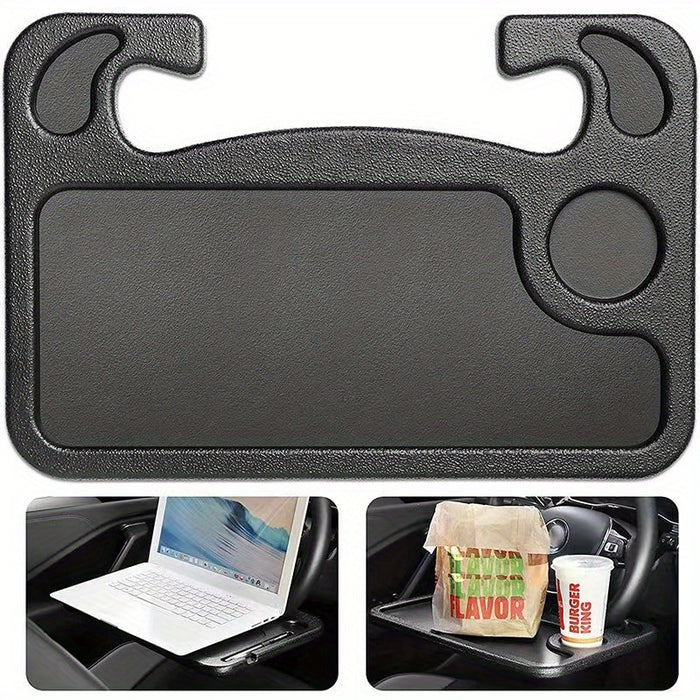 Multifunctional Car Steering Wheel Tray Table: Storage Rack for Phone, Snacks, and More