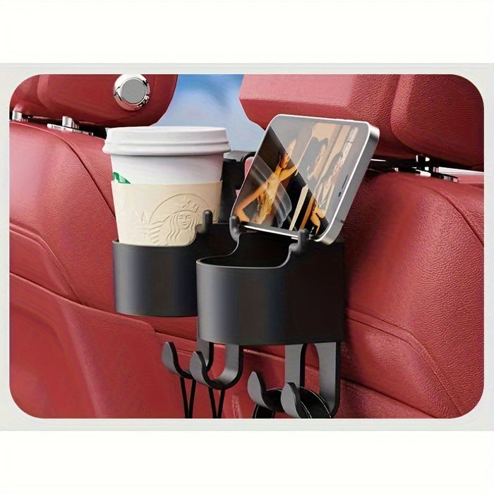 1pc Multi-Function Car Organizer with Hook, Cup Holder & Storage Box - Durable PP Material for Seat Back Drink and Phone Holder