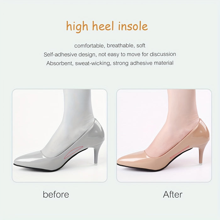 1pair Non-slip Cropped Insoles, High-heeled Shoes Insoles, Soft Breathable Sweat-absorbing Insoles