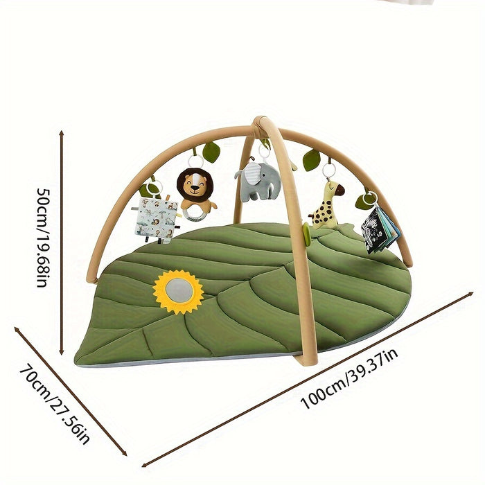 Baby Play Gym And Activity Mat, Oversized Leafy Baby Playpen With 6 Removable Toys, Infant Stationary Activity Center, Promotes Motor Skills And Sensory Development, Early Learning Crawling Mat, Essential Gift For Newborn Bab