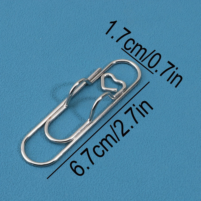1pc/5pcs Metal Love Creative Paperclip Style Pen Holder, Simple Portable Student Notebook Holder Accessories Round Ballpoint Pen Clip