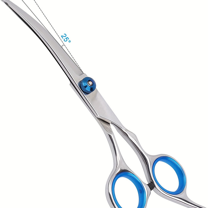 Pet Grooming Scissors Set With Safety Round Tip, Dog Cat Grooming Scissors, Stainless Steel Dog Cat Grooming Shears (Curved Scissor)