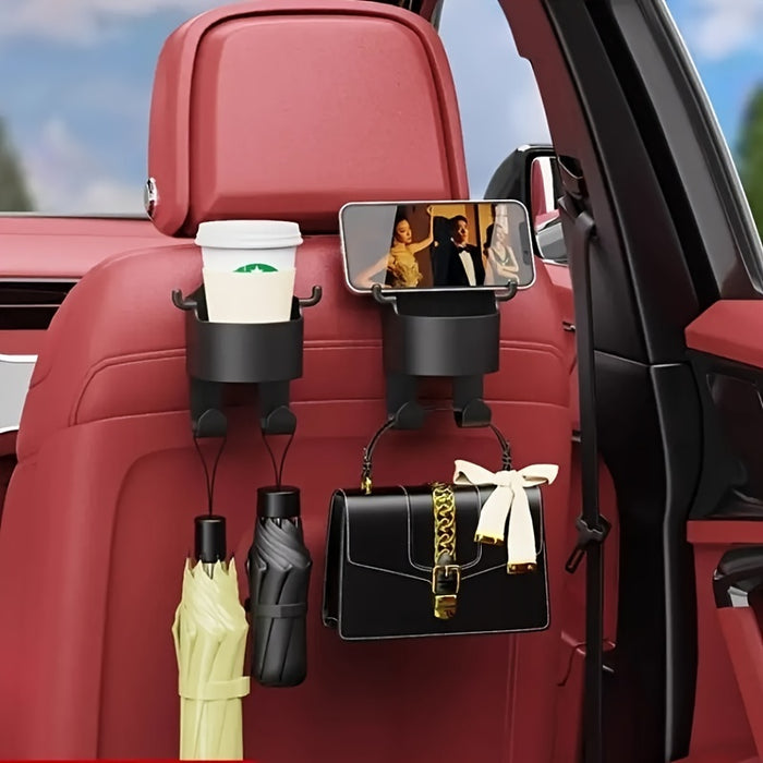 1pc Multi-Function Car Organizer with Hook, Cup Holder & Storage Box - Durable PP Material for Seat Back Drink and Phone Holder