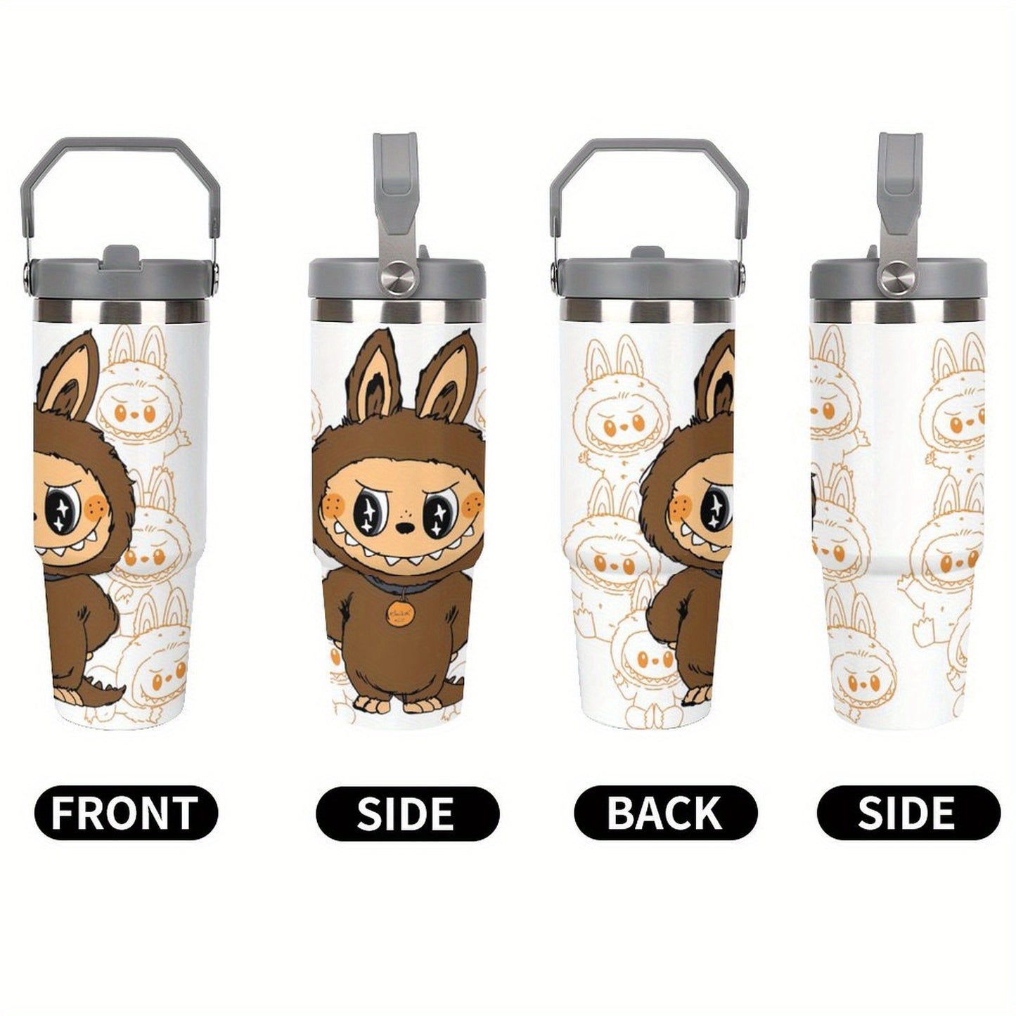 30oz Insulated Stainless Steel Tumbler with Leakproof Lid & Straw - Festive Horror Movie Design, Perfect Christmas Gift