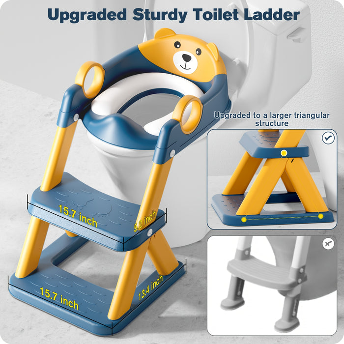 Potty Training Seat, Upgrade Toddler Toilet Seat, 2 In 1 Potty Training Toilet, Splash Guard No-Slip Pad Step Stool