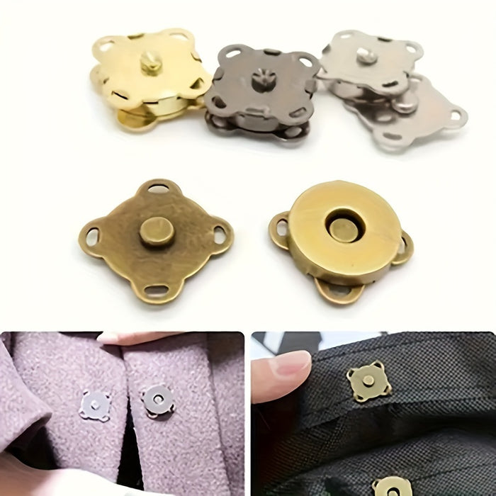 5/8 Pairs Hand-sewn Magnetic Invisible Snap Buttons DIY Plum Blossom Buckles Strong Magnetic Buttons, Clothing Bag Accessories
