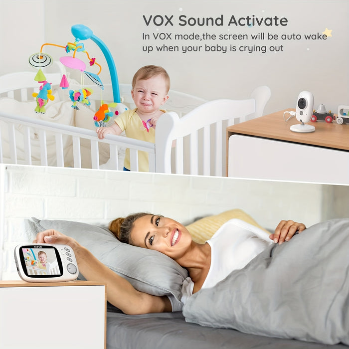 BOIFUN Video Baby Monitor Camera, Night Vision, No WiFi, ECO Mode, 3.2-inch IPS Screen, Two-way Audio, Rechargeable Battery, Feeding Reminder, Temperature Monitoring, Smart 8 Lullabies, Pet, Child