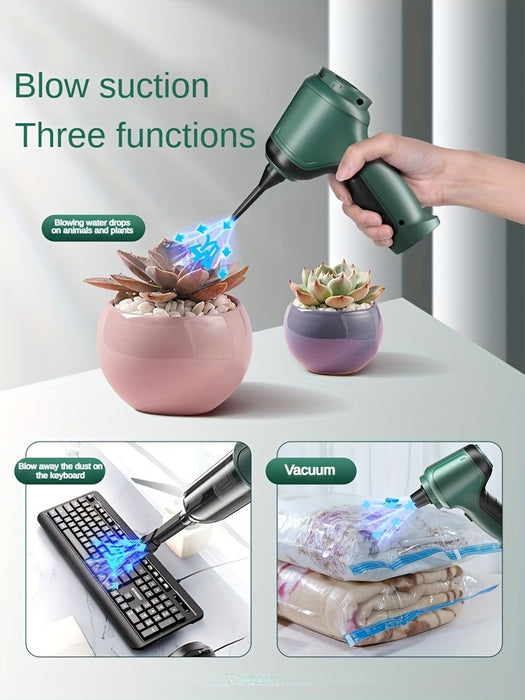 3-in-1 Wireless Vacuum Cleaner: Powerful Suction, Air Extraction & Dust Blowing for Home & Car Use