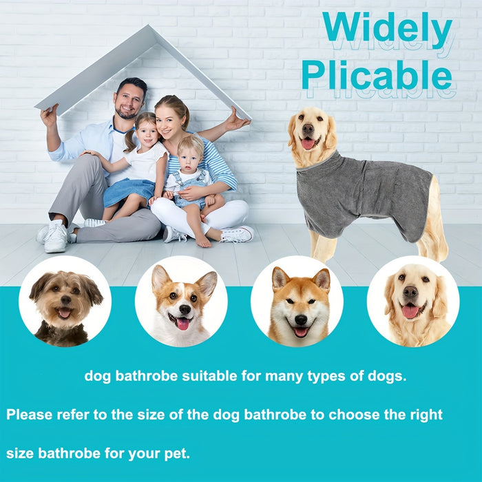 1pc Super Absorbent Dog Drying Coat with Magic Sticker, Adjustable Collar & Waist, Quick-Drying Pet Towel for Small, Medium, Large Dogs and Cats