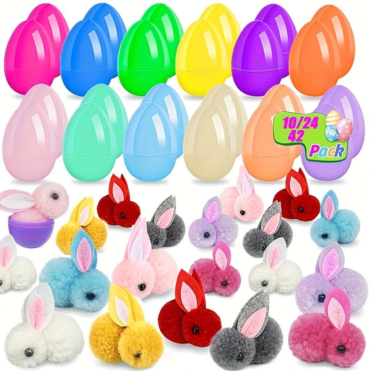 10/24/42pcs Stuffed Easter Eggs Pre-loaded stuffed bunny animals stuffed bright colorful Easter Eggs and Bunny Easter party hunting gift baskets Easter gifts, Easter Room Decor
