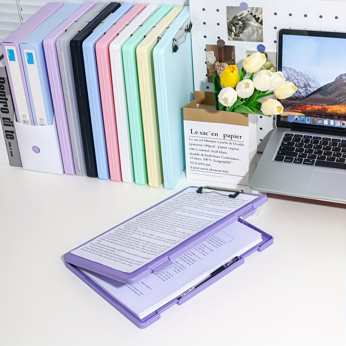 A4 File Folder Storage Box with Clip, Large Capacity for Student Test Papers, Subject Classification, Multi-functional for Music and Information Books