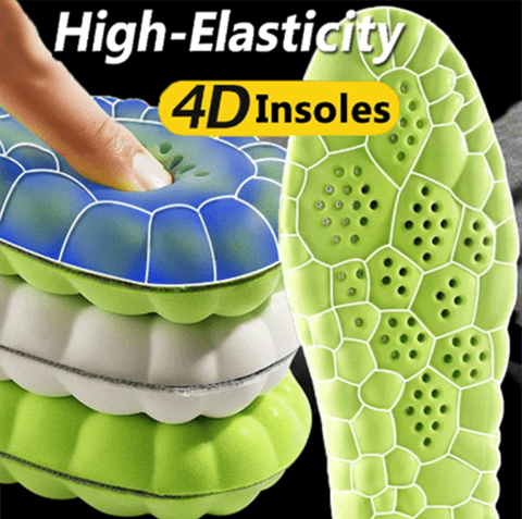 1pair 4D Sport Insoles: Breathable, High-Elasticity Cushions for Shock Absorption and Comfort
