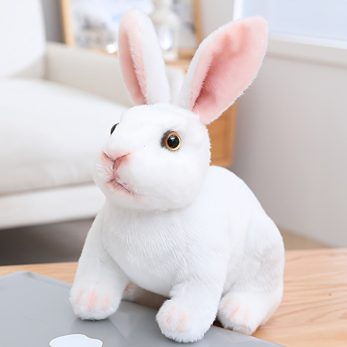 6.29in Lifelike Cute Rabbits Plush Toy - Realistic Bunny Simulation Model, 16cm Photo Props for Birthday, Home Decoration, Easter, Christmas, and Halloween Gifts