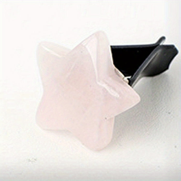 1pc Natural Quartz Crystal Car Vent Clip, Star Moon Heart Shape, Non-Electric Auto Air Vent Decoration, Ideal for Christmas Halloween Graduation Juneteenth Gifts