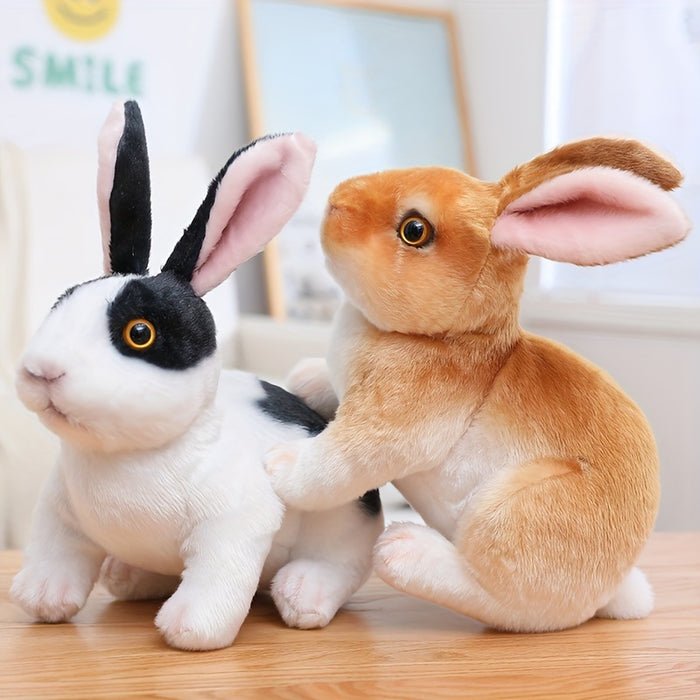 6.29in Lifelike Cute Rabbits Plush Toy - Realistic Bunny Simulation Model, 16cm Photo Props for Birthday, Home Decoration, Easter, Christmas, and Halloween Gifts