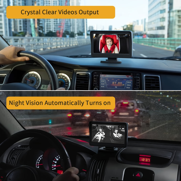 Baby Car Mirror, View Infant In Rear Facing Seat With Wide Crystal Clear View, Camera Aimed At Baby-Easily To Observe The Baby'S Every Move