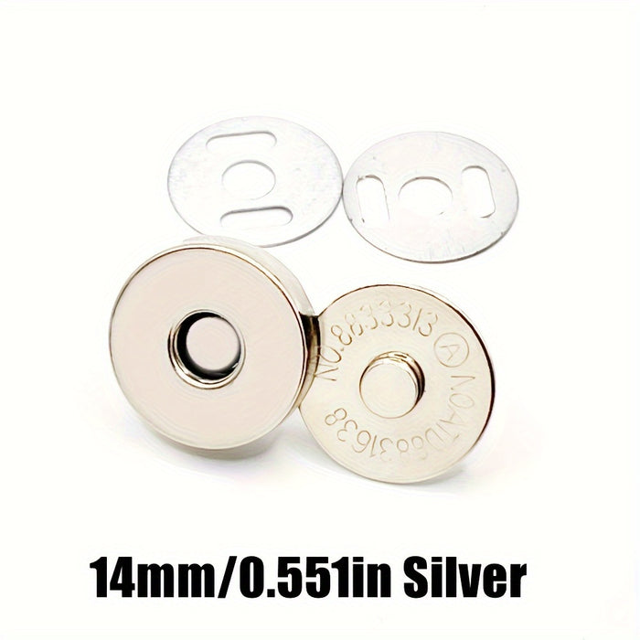 Pack Of 10 Magnetic Clasps, 14-18MM, For Handbags, Wallets, Craft Bags, And Accessories