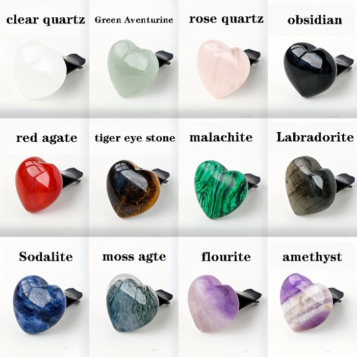 1pc Natural Quartz Crystal Car Vent Clip, Star Moon Heart Shape, Non-Electric Auto Air Vent Decoration, Ideal for Christmas Halloween Graduation Juneteenth Gifts